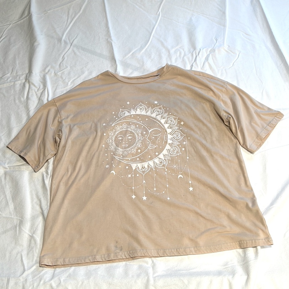 shein oversized beige graphic tee - JD